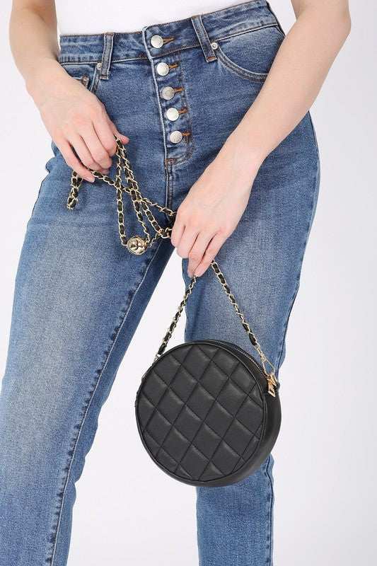 Round Quilted Crossbody Bag
