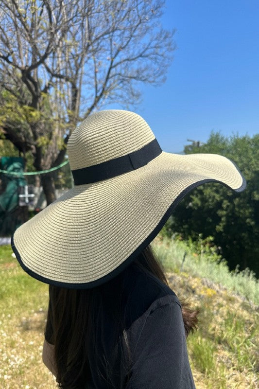 Straw Wide Brim Floppy Sun Hat