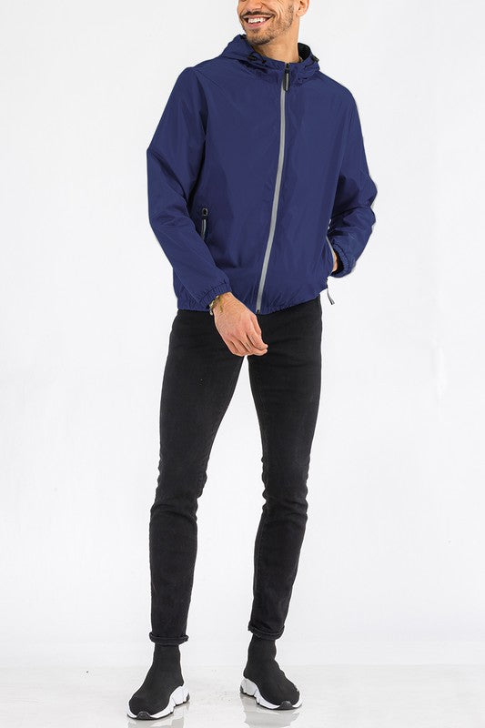 Solid Hooded Lightweight Windbreaker Jacket