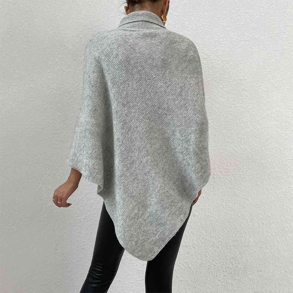 Turtleneck Buttoned Poncho