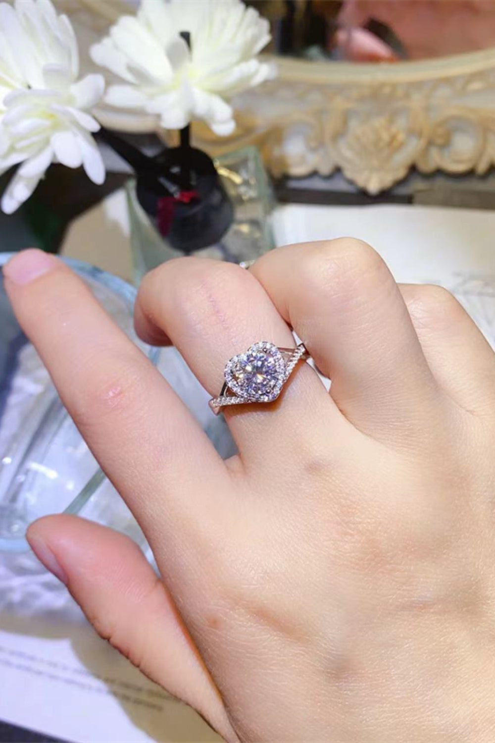 Moissanite 925 Sterling Silver Heart Ring