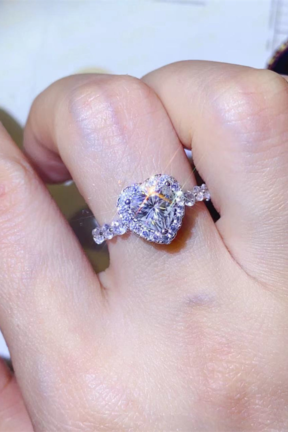 Moissanite Heart Ring
